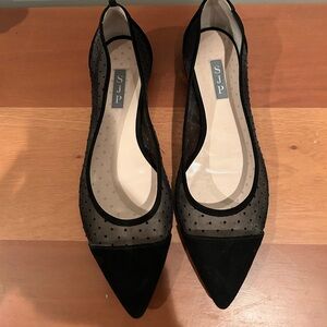 SJP Black Mesh Suede Flats Size 40